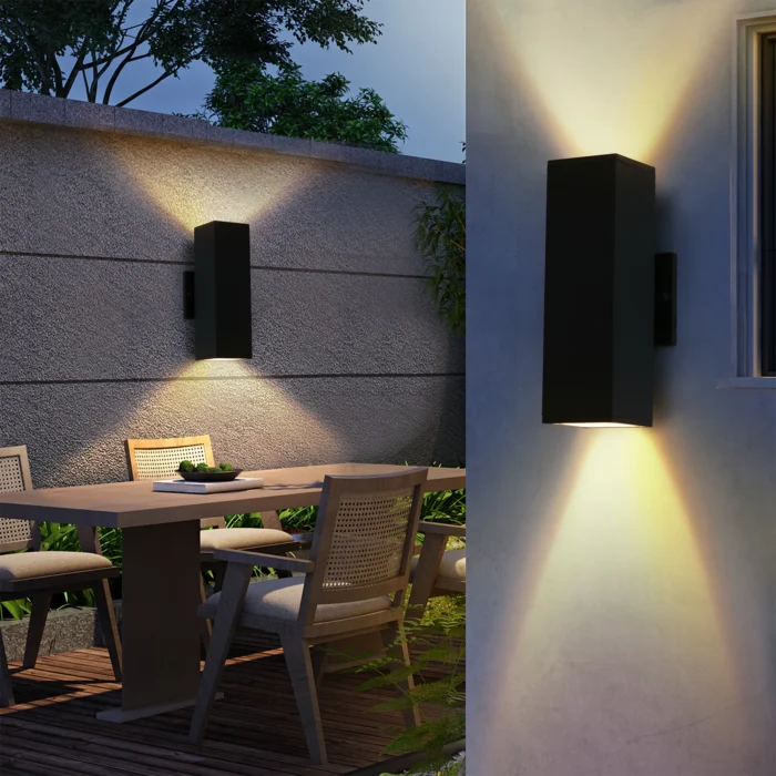 2-Pack Outdoor Wall Lights – IP65 Waterproof Up & Down GU10 Sconce, Black Aluminum