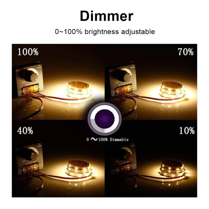 2–10PCS LED Dimmer Controller – PWM Stepless Brightness Adjuster for Single Color Strips - Image 4
