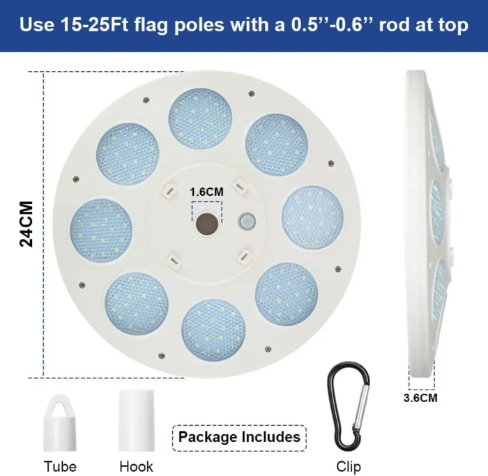 Solar Flag Pole Light – 136 LEDs, Auto On/Off, Energy Saving for 15-30FT Flagpoles - Image 6