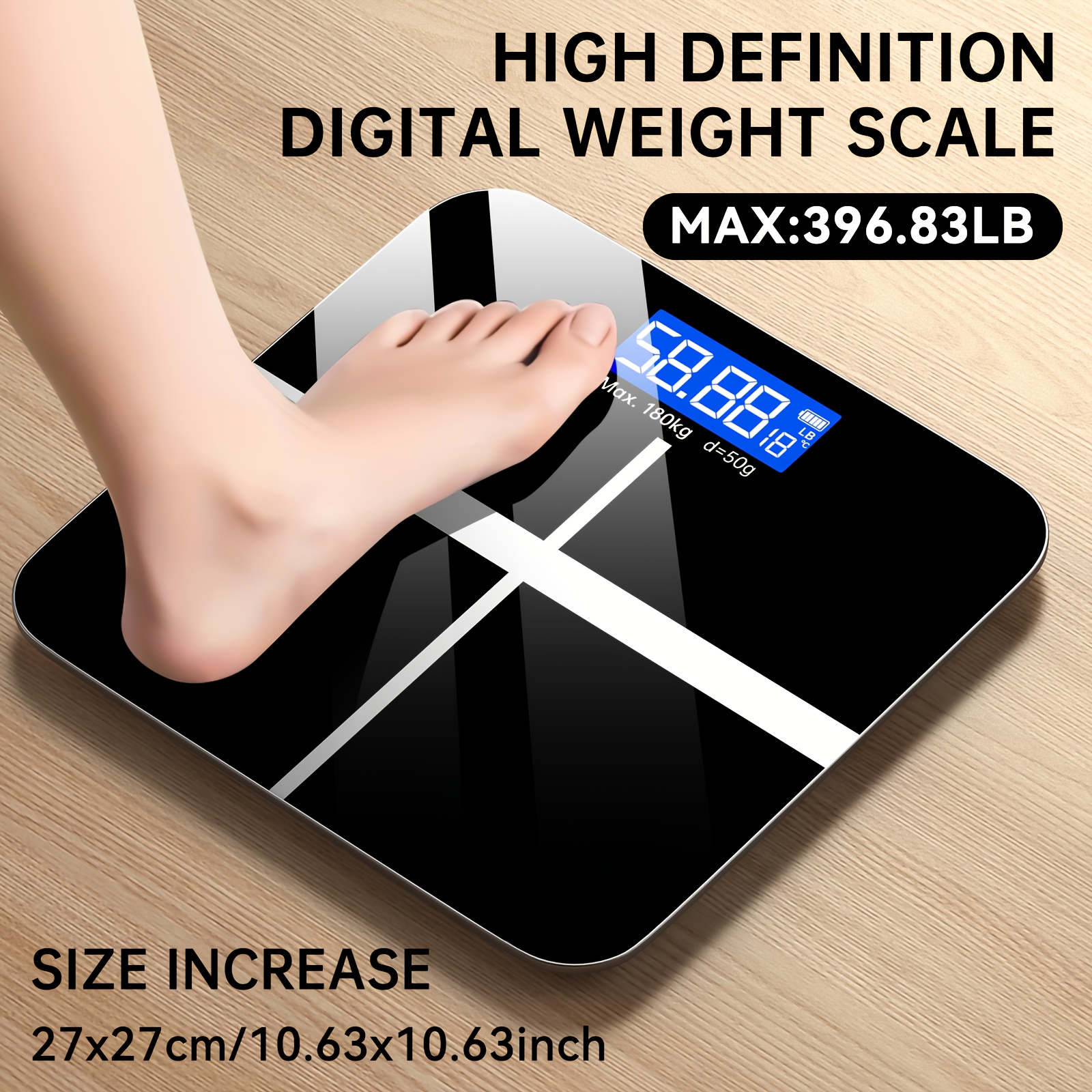 High-Precision Digital Bathroom Scale – 396lb Capacity, LCD Display, KG/LB Switchable - Image 4