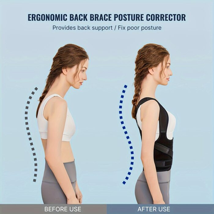 Adjustable Back Brace Posture Corrector – Full Back Support for Work, Study & Exercise - Image 2