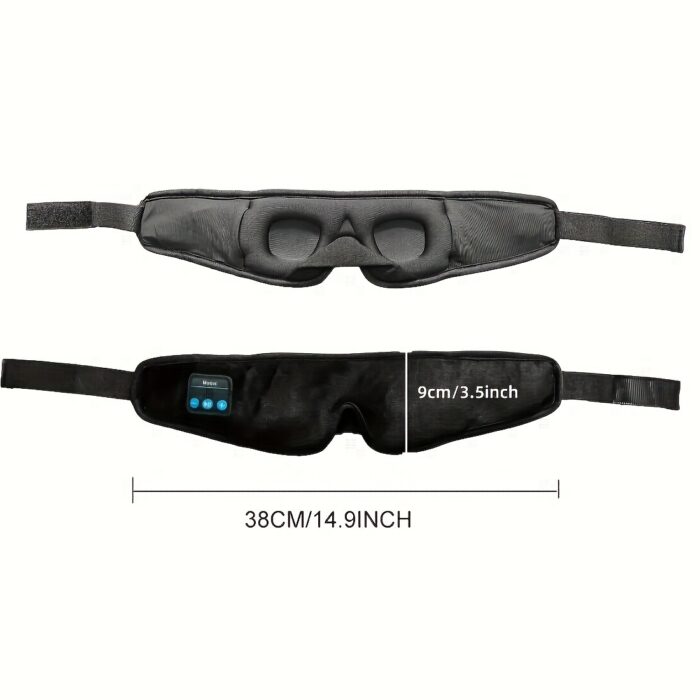 Wireless 3D Sleep Mask Headphones – Bluetooth Eye Mask with No-Pressure Design (Black) - Image 2