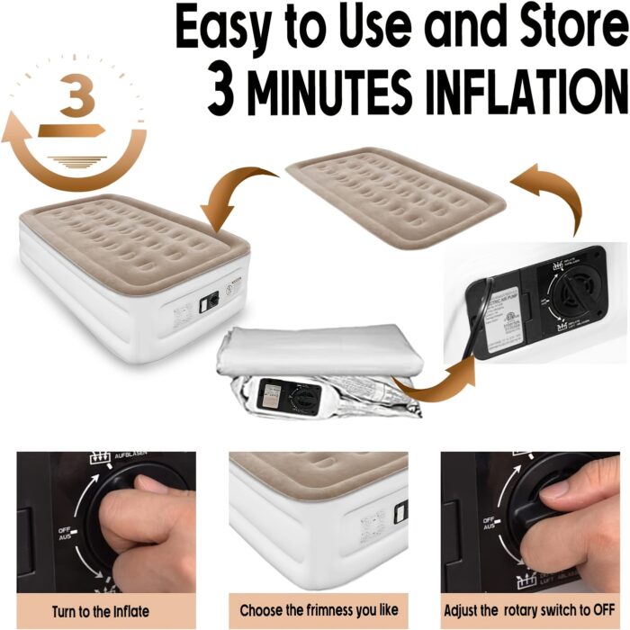Luxury Air Mattress with Built-In Pump – 18" Double-High, Fast Inflate, 750lb Max (Queen/Twin) - Image 3