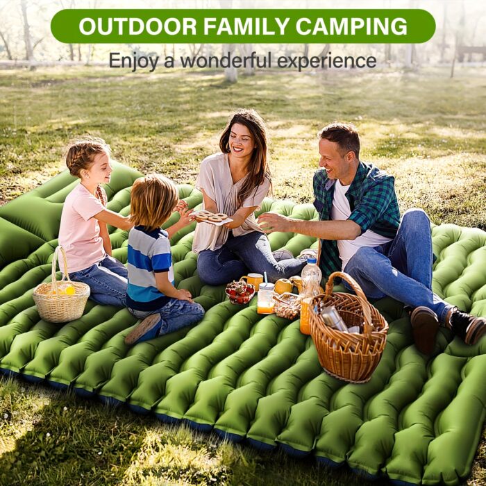 4" Thick Double Sleeping Pad – Self-Inflating Camping Mat with Pillow & Foot Pump - Image 2