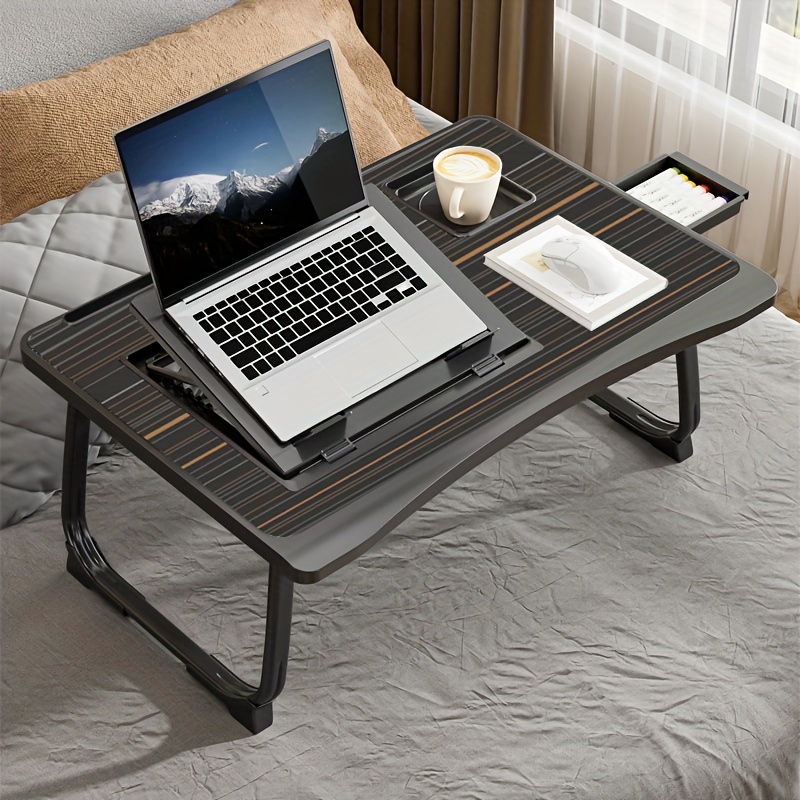 Portable Laptop Bed Table with Cup Holder, Drawer & Tablet Slot – Foldable and Durable - Image 4