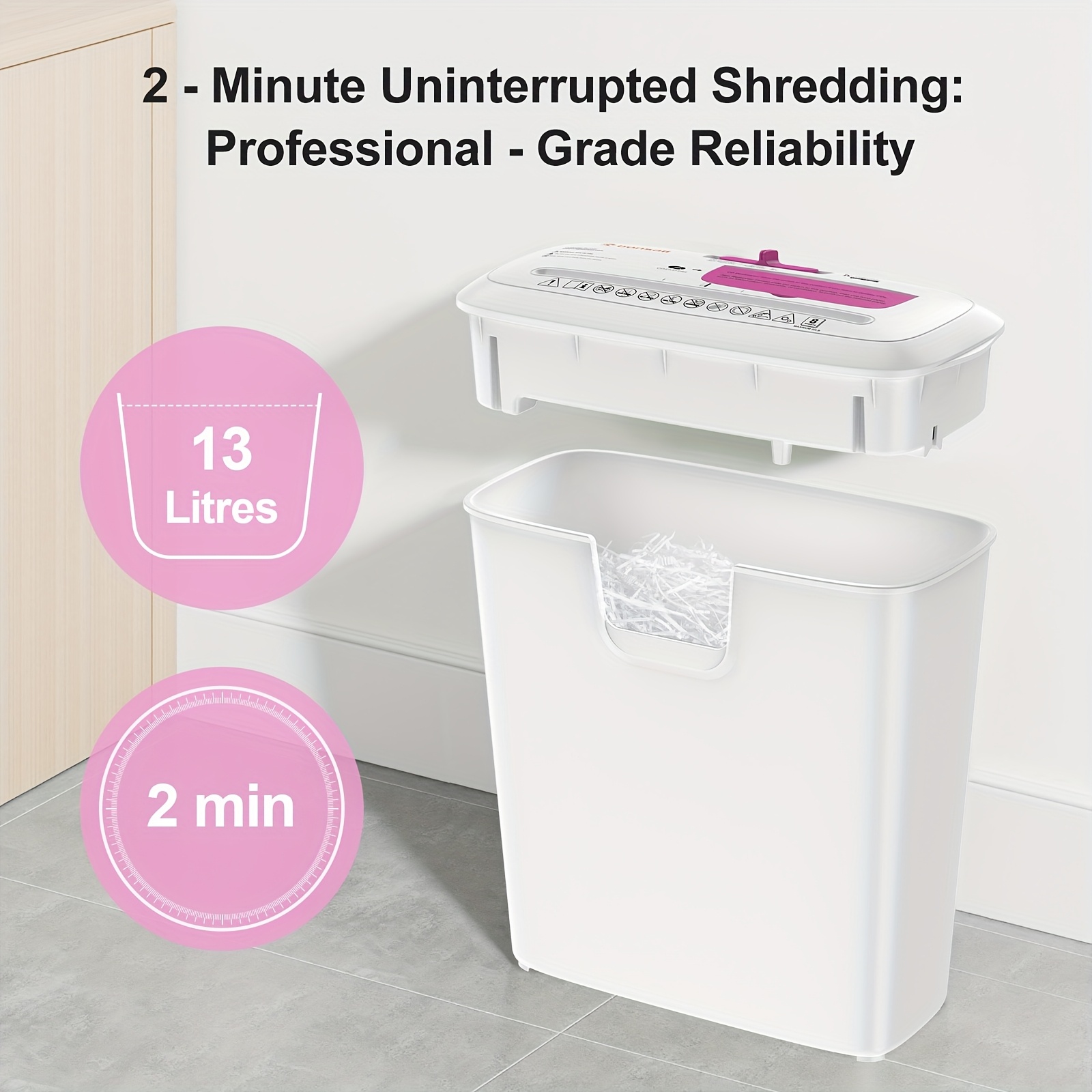8-Sheet Strip-Cut Paper Shredder – Overheat Protection, Auto Shut-Off, 3.4-Gallon Bin - Image 8