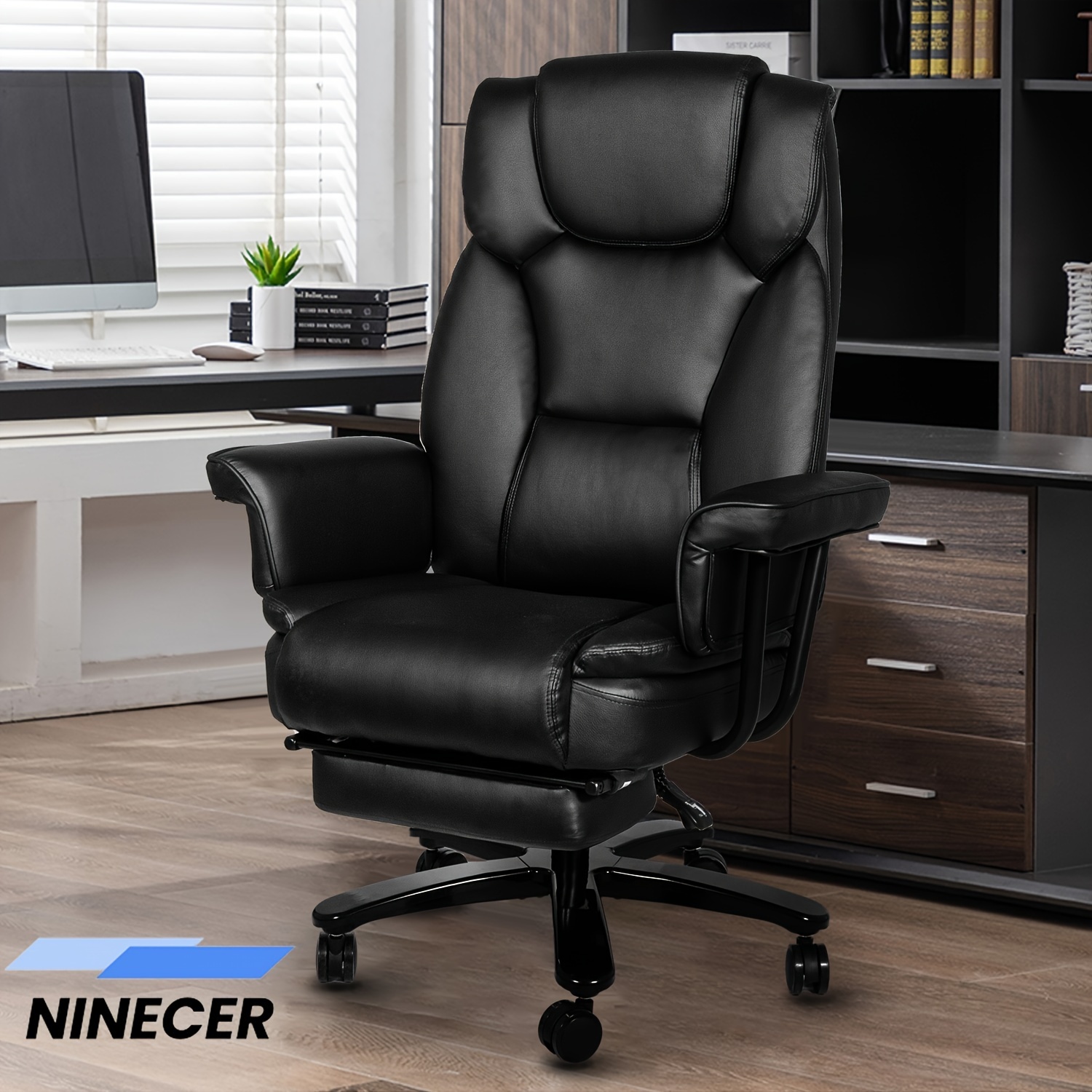 Big & Tall 400 lb Reclining Executive Office Chair – Wide Seat, Footrest, Ergonomic High Back