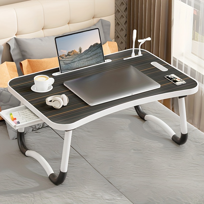 Portable Laptop Bed Table with Cup Holder, Drawer & Tablet Slot – Foldable and Durable - Image 3