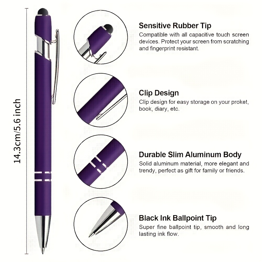 10-Pack Purple Stylus Ballpoint Pens – Smooth Writing & Screen Control - Image 4