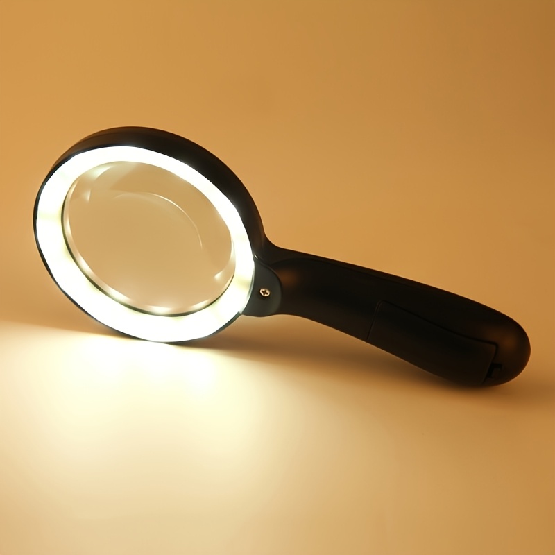 Glow in the Dark 10X Handheld Magnifying Glass with 12 LED Lights for Seniors