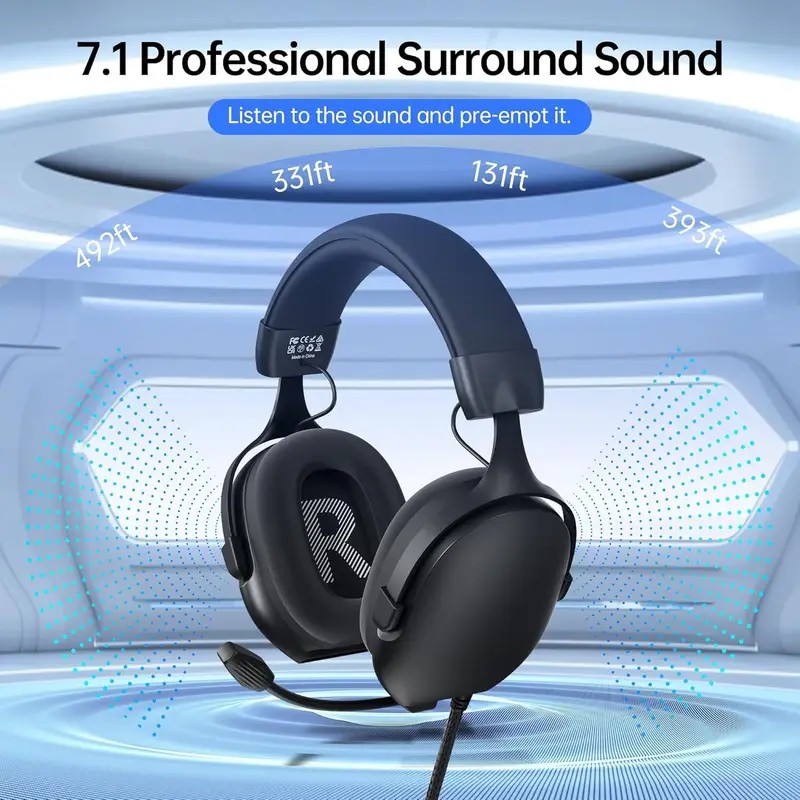 7.1 Surround Sound Gaming Headset Noise Cancelling Mic for PS5 PS4 Xbox Switch PC - Image 3