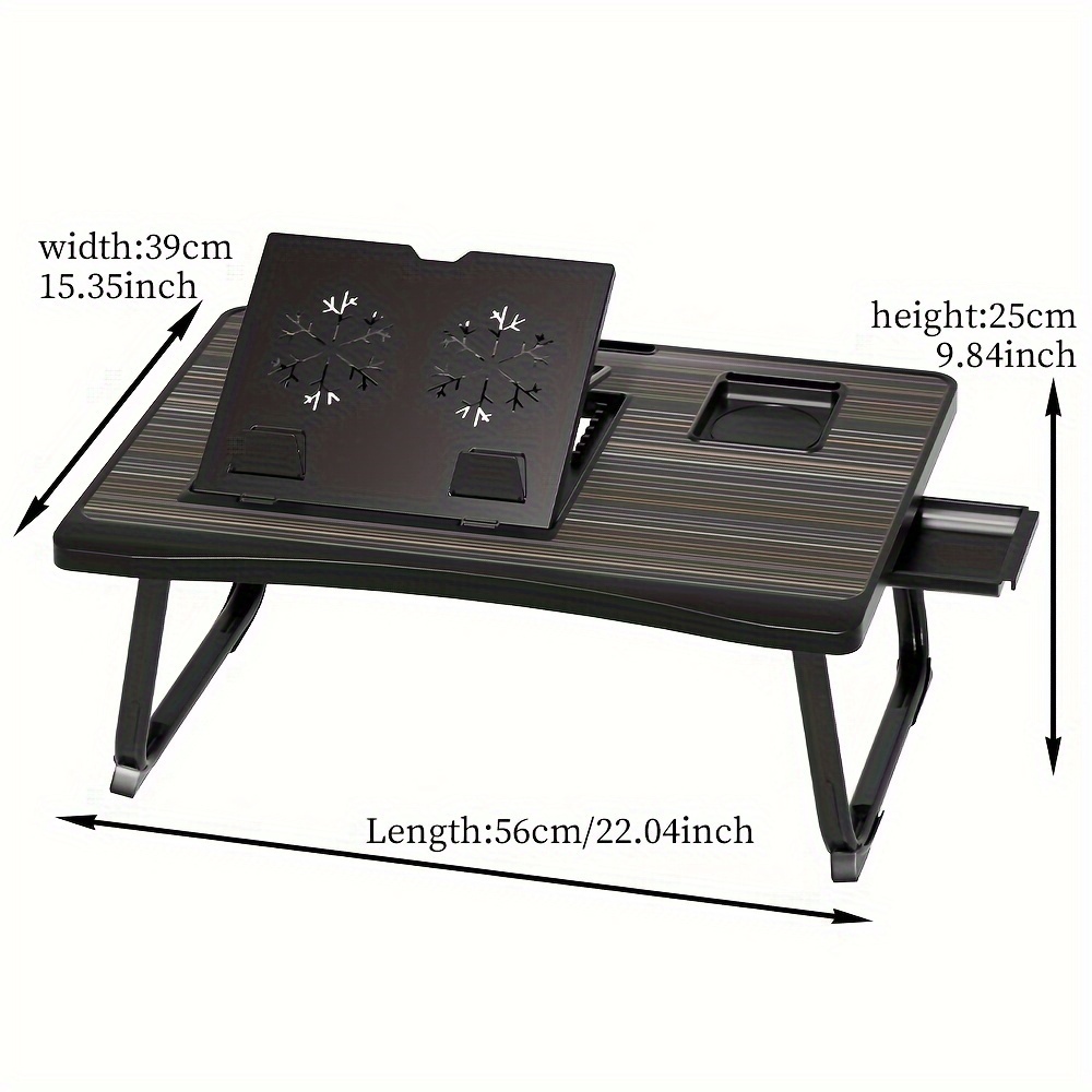 Portable Laptop Bed Table with Cup Holder, Drawer & Tablet Slot – Foldable and Durable