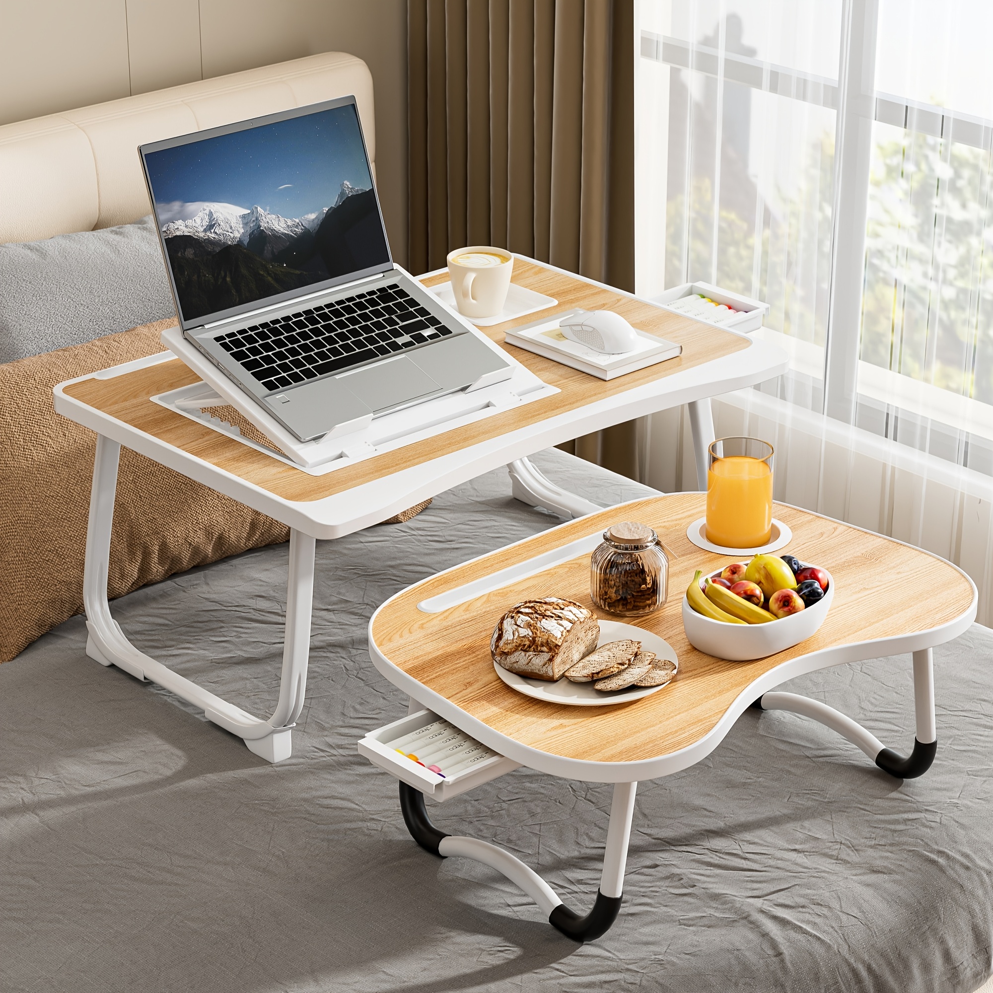 Portable Laptop Bed Table with Cup Holder, Drawer & Tablet Slot – Foldable and Durable - Image 2