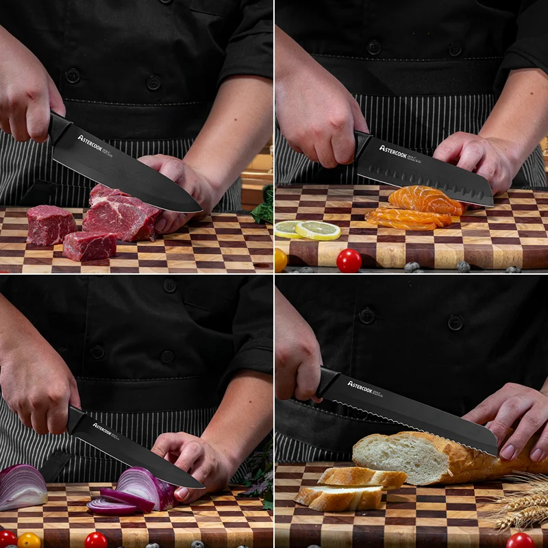 15-Piece Astercook Knife Set with Sharpener Block - German Stainless Steel, Dishwasher Safe - Image 4