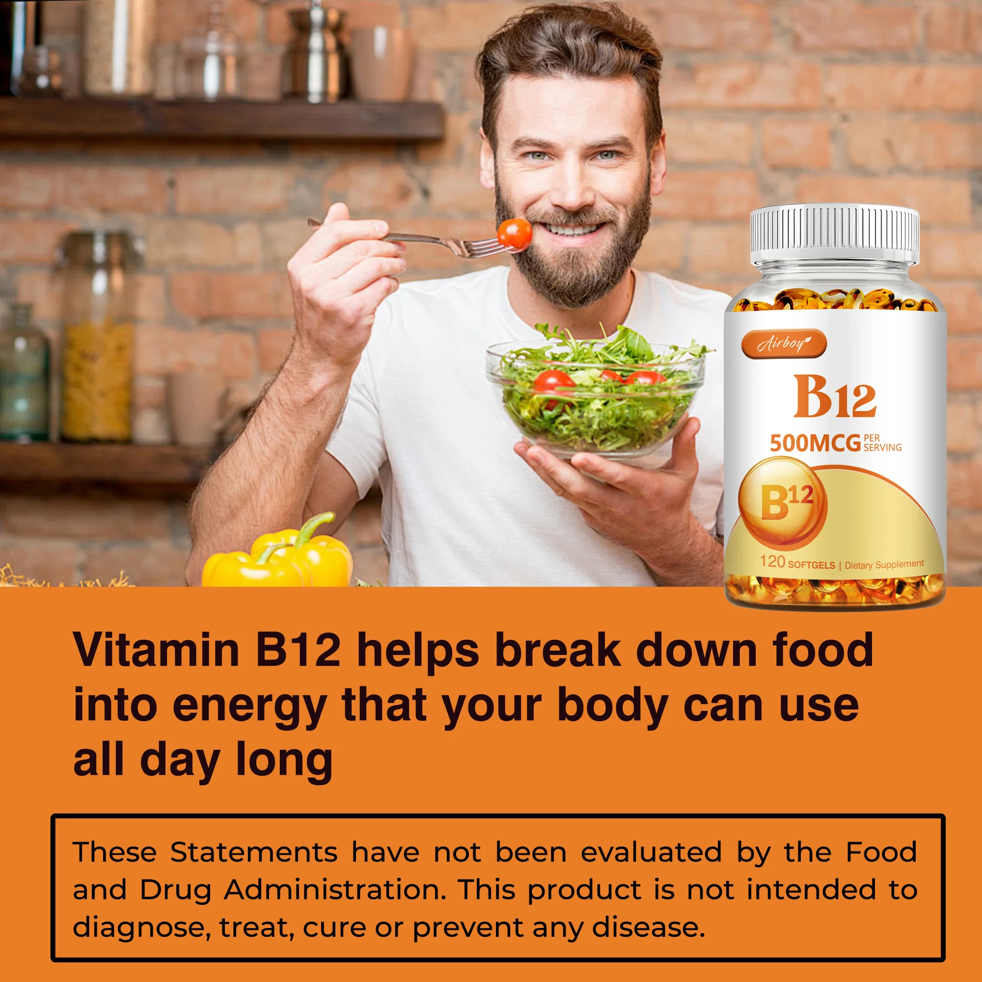 Vitamin B12 500 mcg – Energy, Mood & Nervous System Support (120 Capsules) - Image 4