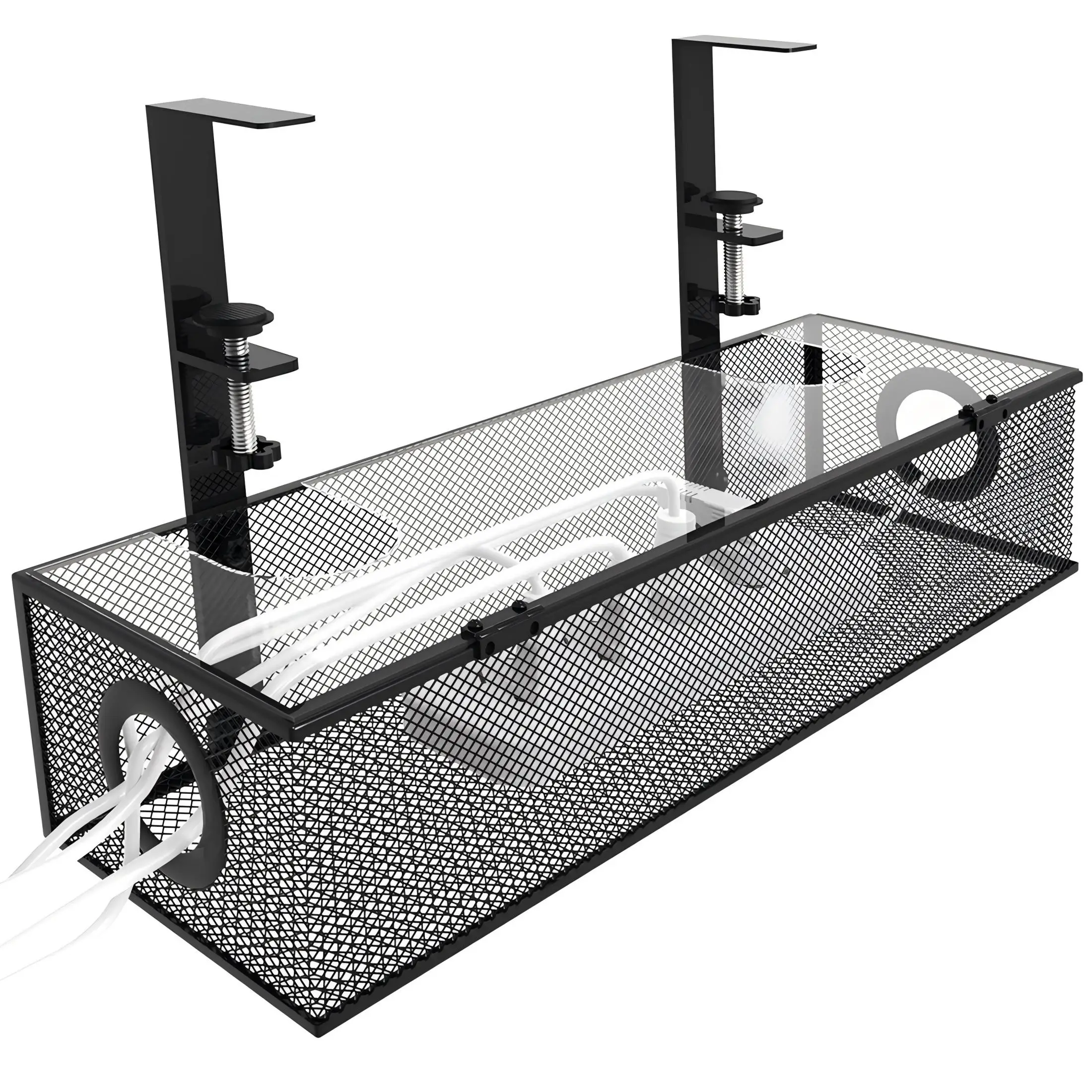 Under Desk Wire Management Box Tray – Black Clamp Mount Cord Organizer, 1 Pack - Image 8