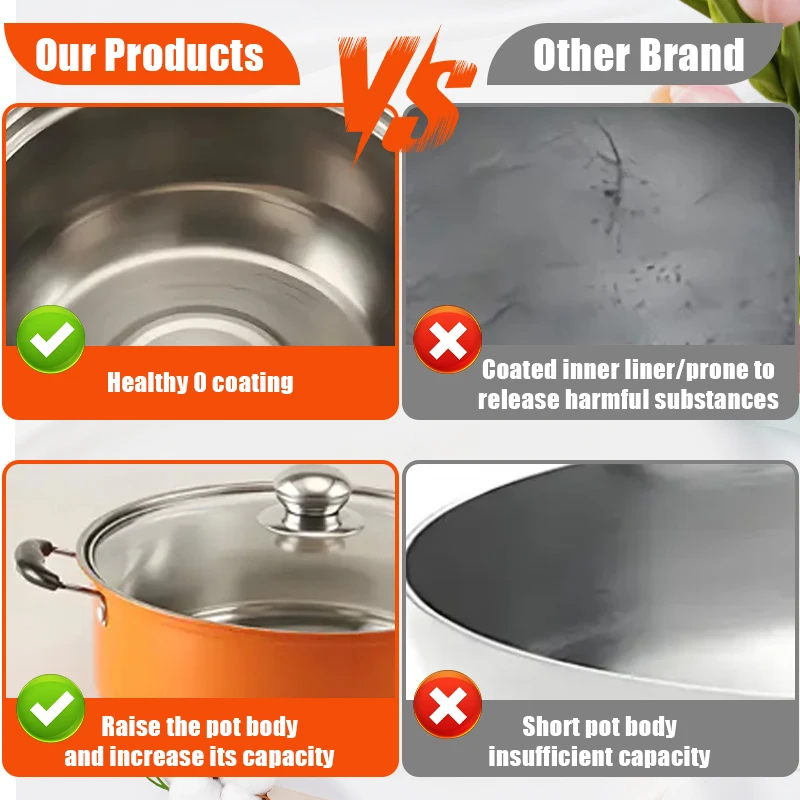10-Piece Stainless Steel & Nonstick Cookware Set – Multi-Color Kitchen & Restaurant Gift - Image 5