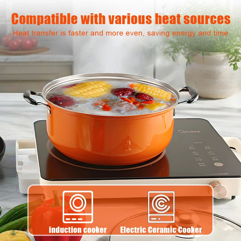 10-Piece Stainless Steel & Nonstick Cookware Set – Multi-Color Kitchen & Restaurant Gift - Image 6