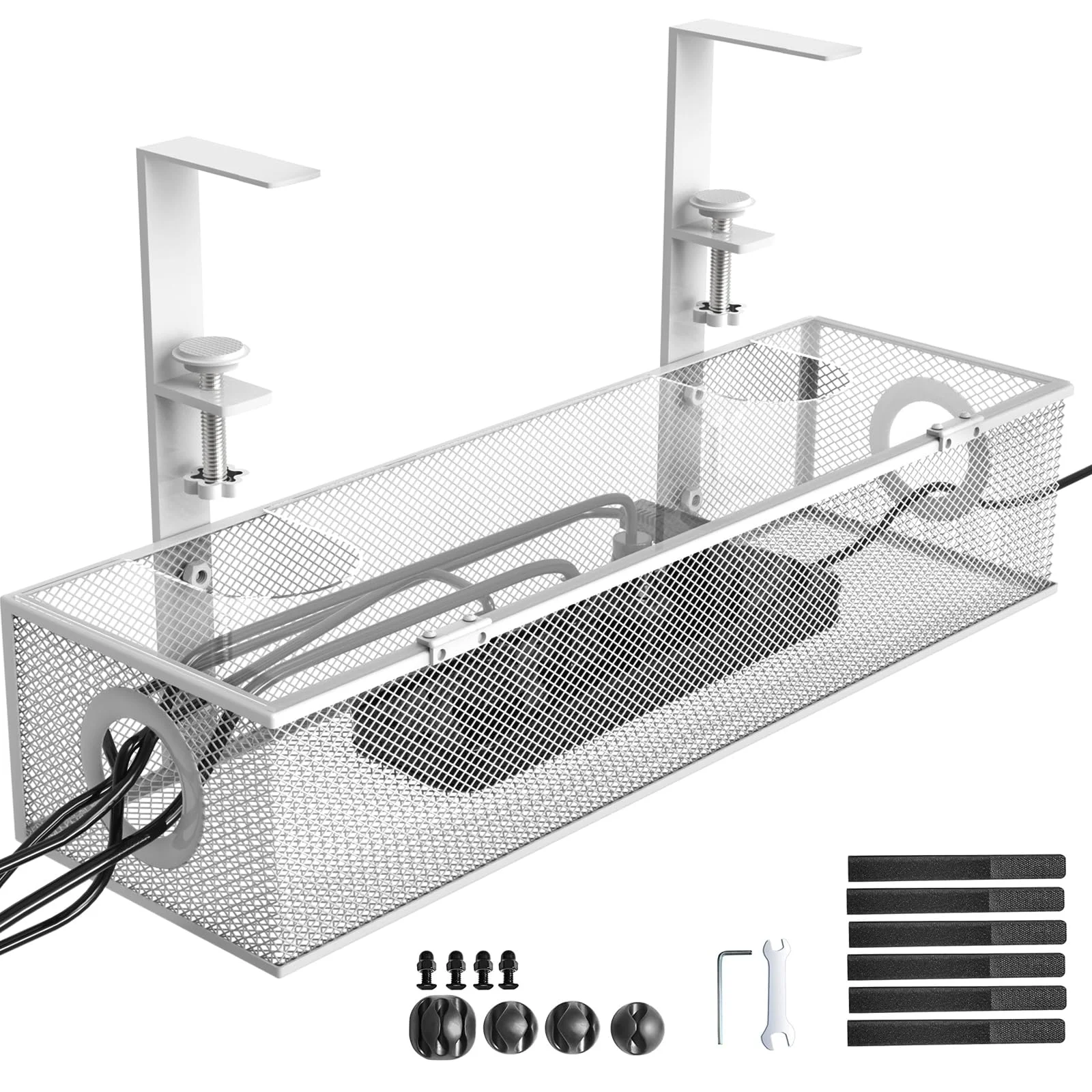 Under Desk Wire Management Box Tray – Black Clamp Mount Cord Organizer, 1 Pack - Image 7