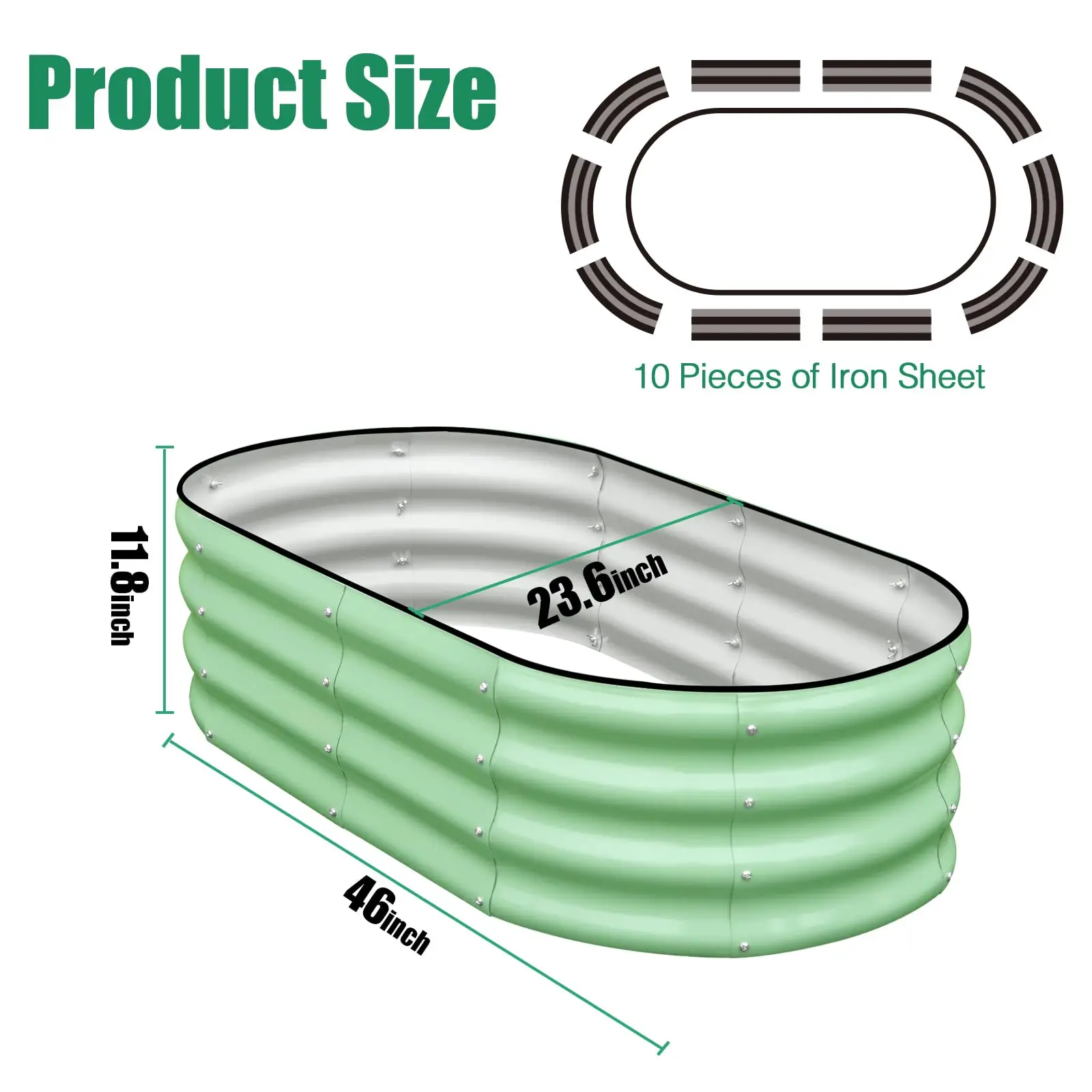 2-Pack 4×2×1ft Galvanized Oval Raised Garden Beds – Rust-Resistant, Easy Assembly Planter Boxes - Image 3