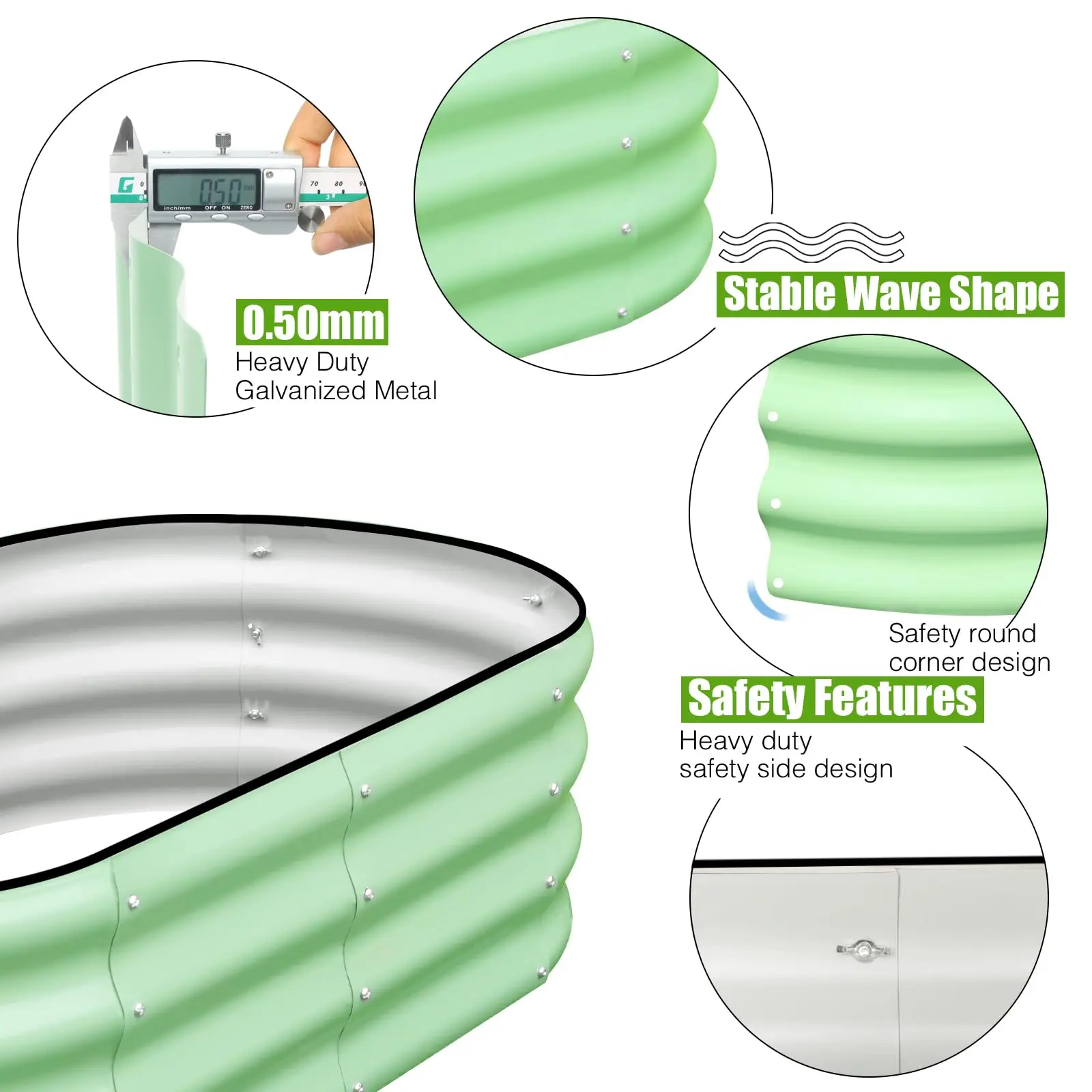 2-Pack 4×2×1ft Galvanized Oval Raised Garden Beds – Rust-Resistant, Easy Assembly Planter Boxes - Image 2
