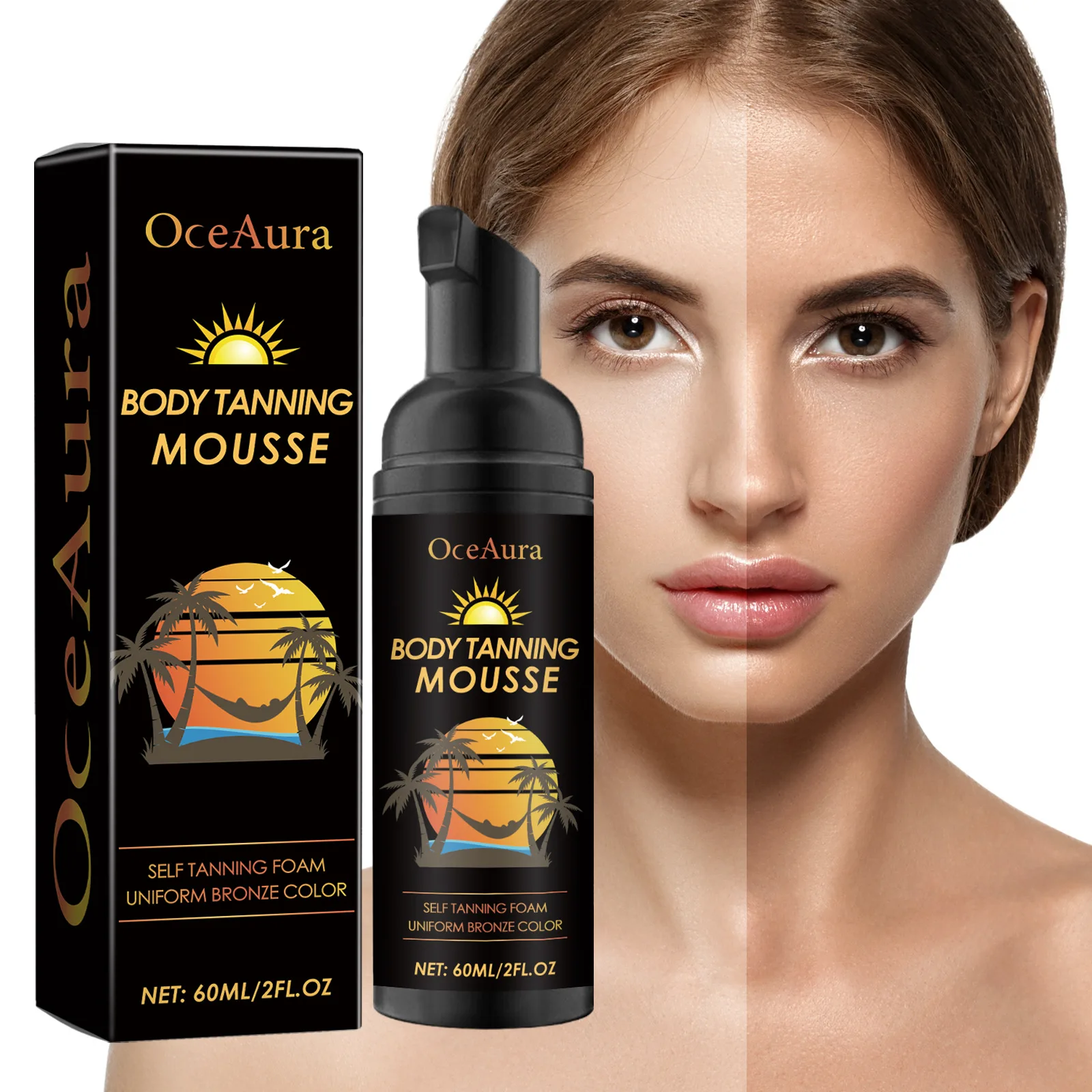 Oceaura Tanning Mousse 60ml – Fast-Acting Self Tan, Moisturizing Bronze Glow