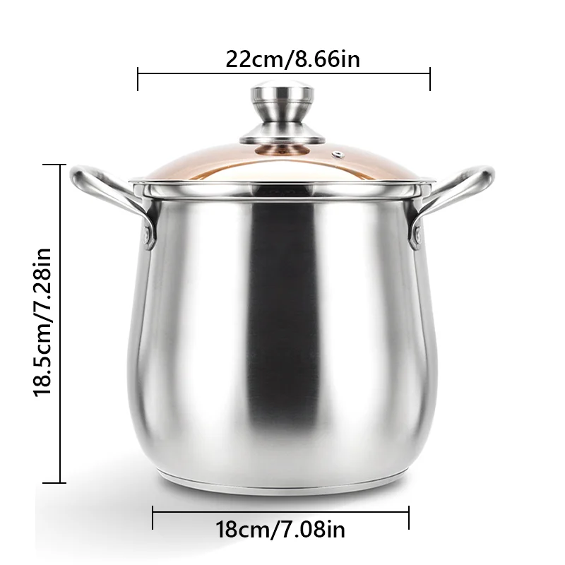 19L Stainless Steel Soup Pot – Extra-High Induction-Compatible Stockpot for Broth & Porridge - Image 6