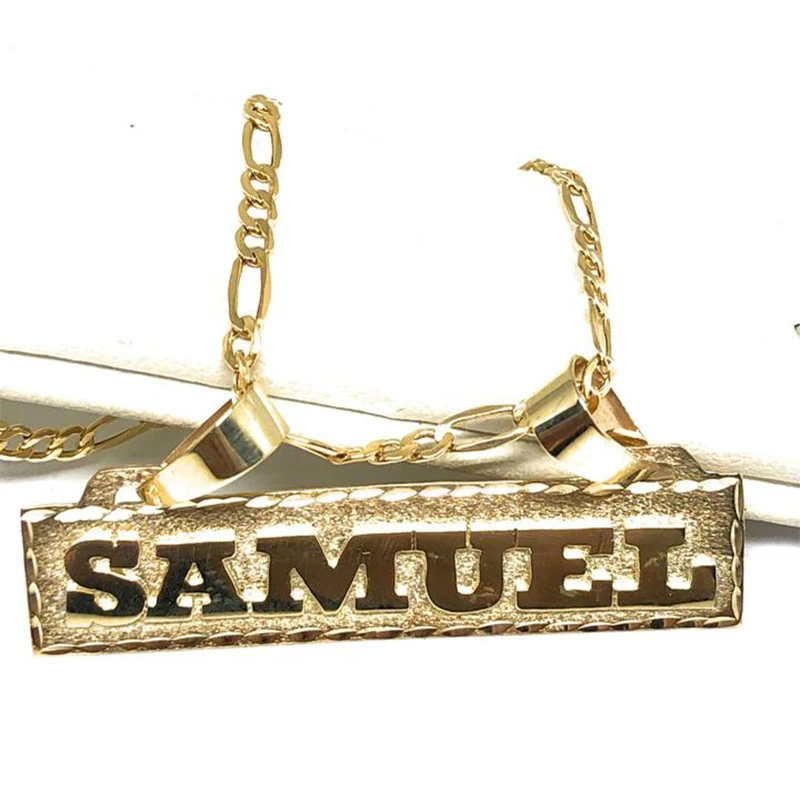 Custom Name Necklace Gold Pendant Personalized Stainless Steel Bar Jewelry Gift for Men Women