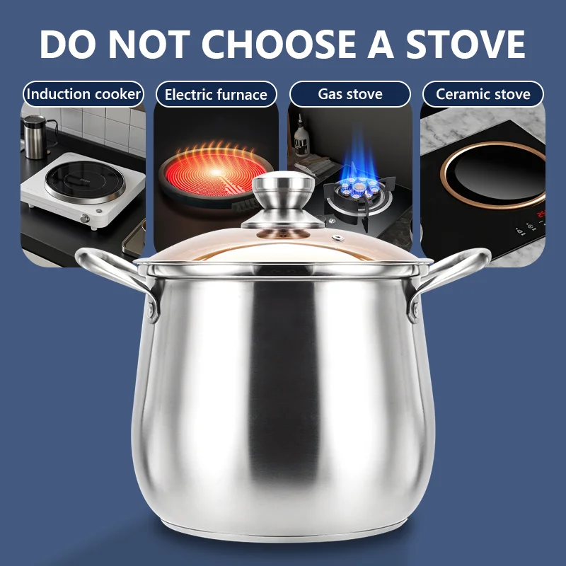 19L Stainless Steel Soup Pot – Extra-High Induction-Compatible Stockpot for Broth & Porridge - Image 2