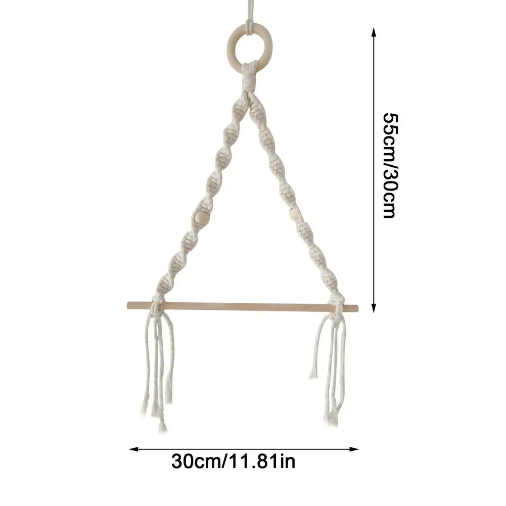Nordic Wooden Stick Toilet Paper Holder Wall Hanging Hand-woven Tapestry Macrame Kitchen Bathroom Towel Rack Decoration - Image 6