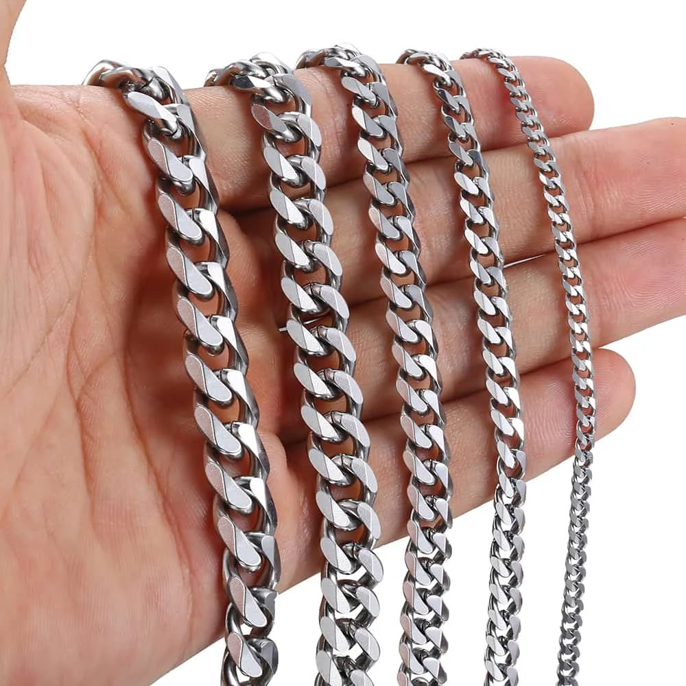 Men Women Stainless Steel 3/5/7/9/11mm Miami Cuban Curb Chain Necklace - Image 3
