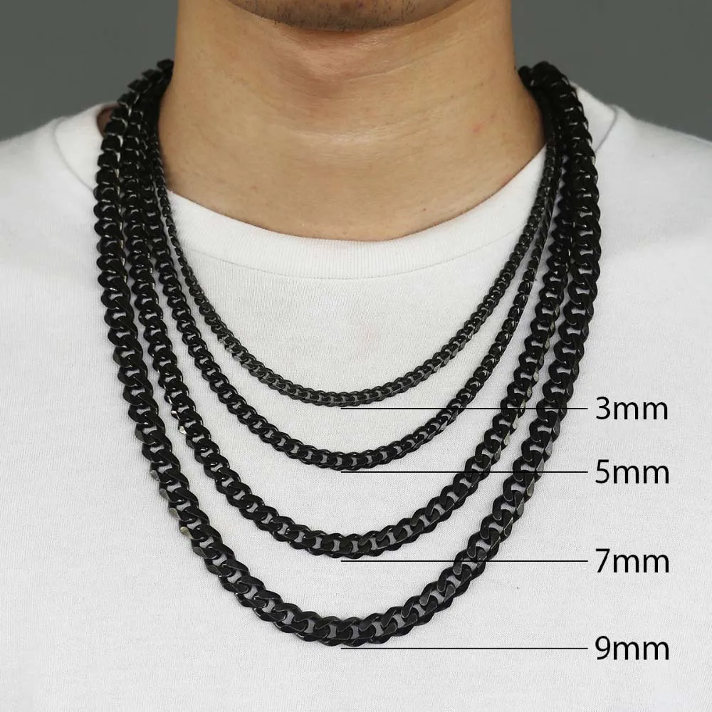 Men Women Stainless Steel 3/5/7/9/11mm Miami Cuban Curb Chain Necklace