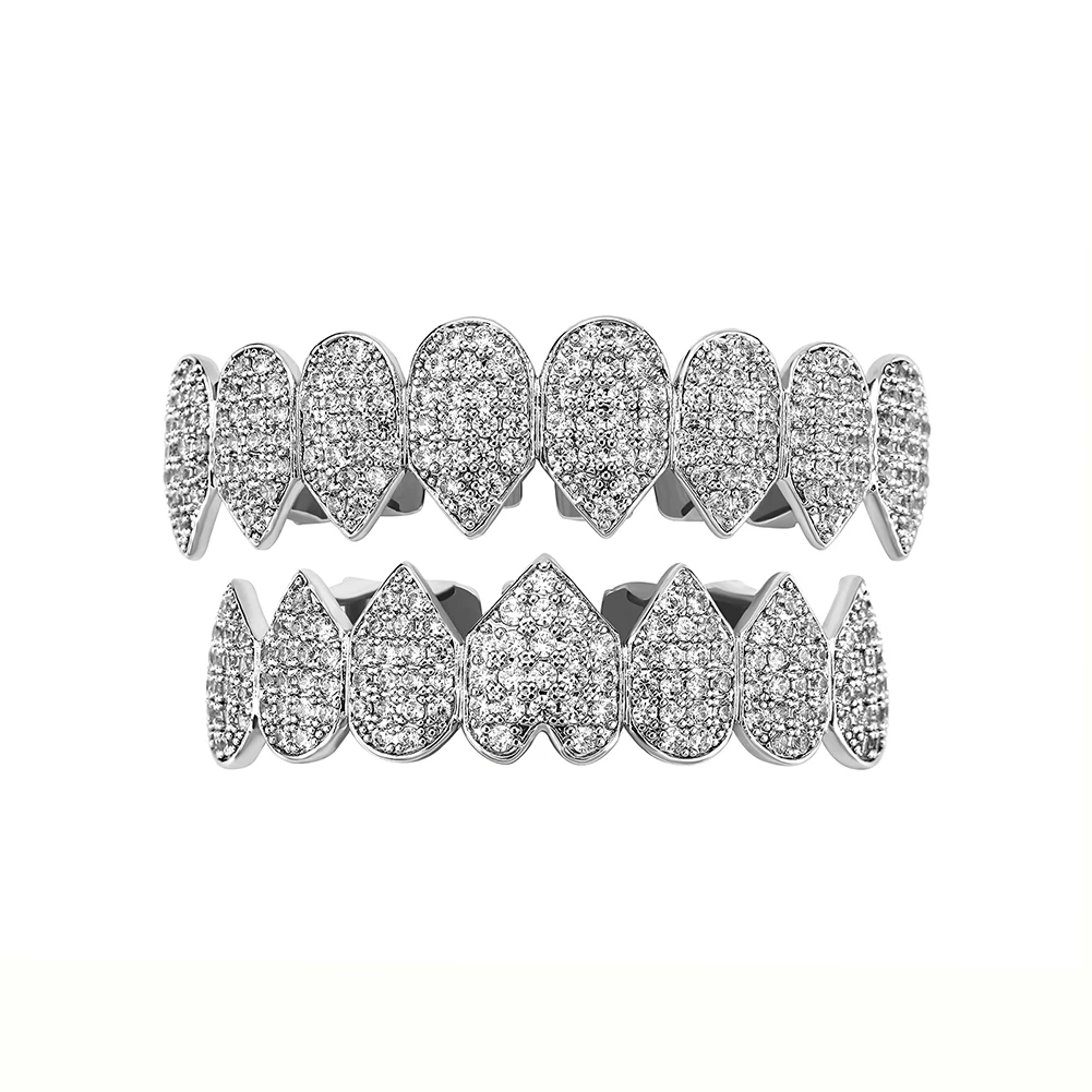 14K Gold Plated Iced Out CZ Grillz Set – Top & Bottom Hip Hop Fangs - Image 7