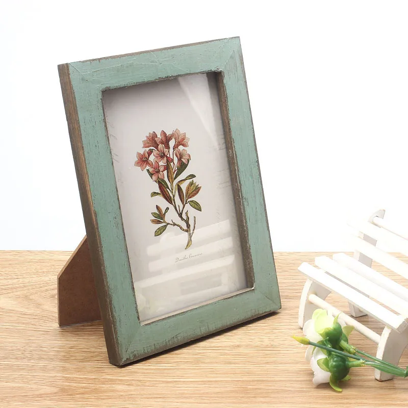 1pc Solid Wood Distressed Photo Frame 17.6x12.6 Cm Retro Creative Diy Photo Frame Home Wooden Decoration Crafts Classic - Image 2