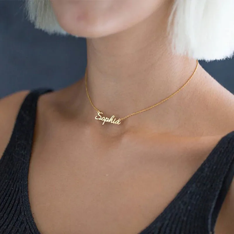 314L Stainless Steel Custom Name Necklace Women Arabic Crown Personalized Nameplate Gift