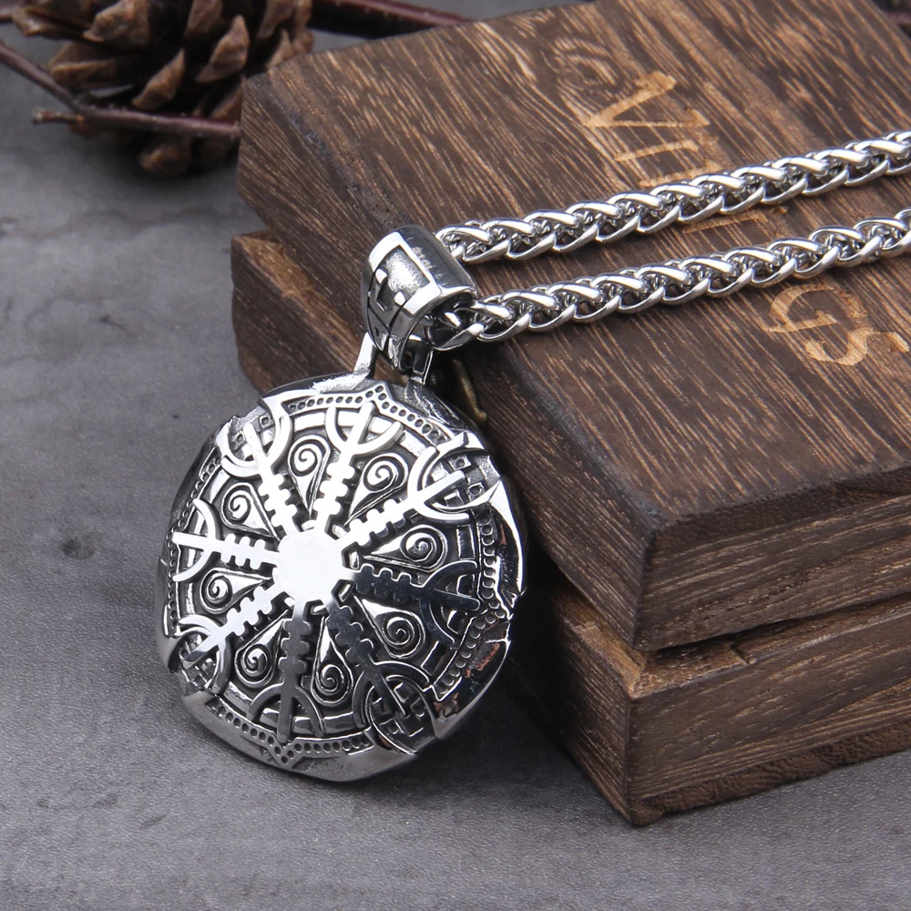 Stainless Steel Vegvisir Viking Rune Necklace Gold Color Scandinavian Norse Men Gift - Image 4