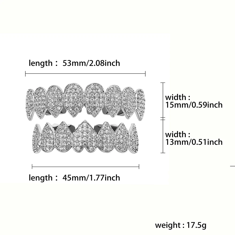 14K Gold Plated Iced Out CZ Grillz Set – Top & Bottom Hip Hop Fangs - Image 6
