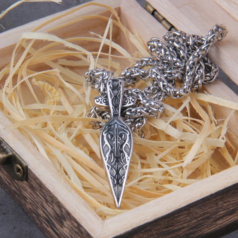 Never Fade Viking Sword Spear Pendant Stainless Steel Norse Necklace for Men Gift - Image 2
