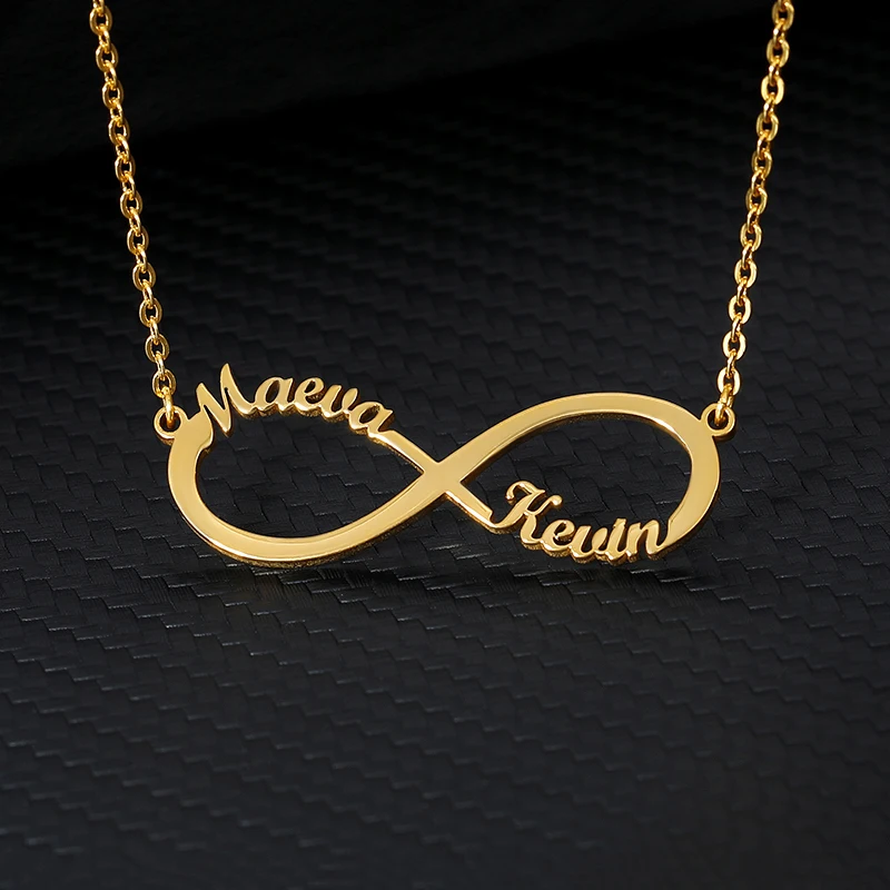 Custom Infinity Two Names Necklace – Personalized Stainless Steel Pendant