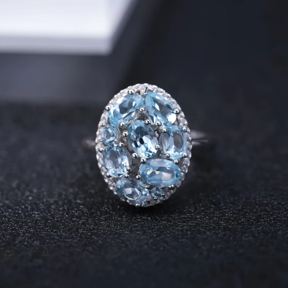 Gem's Ballet Natural Sky Blue Topaz Rings Genuine 100% 925 Sterling Silver Vintage Fashion Jewelry For Women Wedding Engagement - Image 2