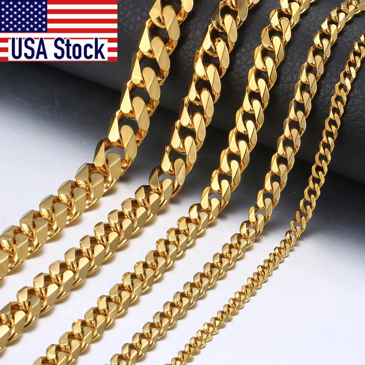 Hiphop Stainless Steel Curb Cuban Link Chain Necklace Men Women Gold Solid Metal Punk Jewelry Gift