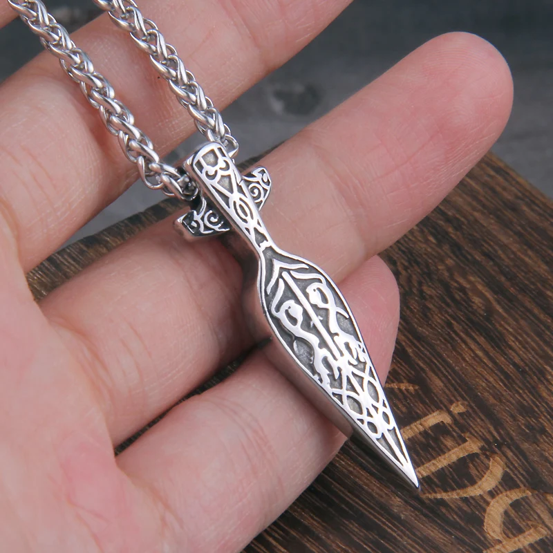 Never Fade Viking Sword Spear Pendant Stainless Steel Norse Necklace for Men Gift - Image 4