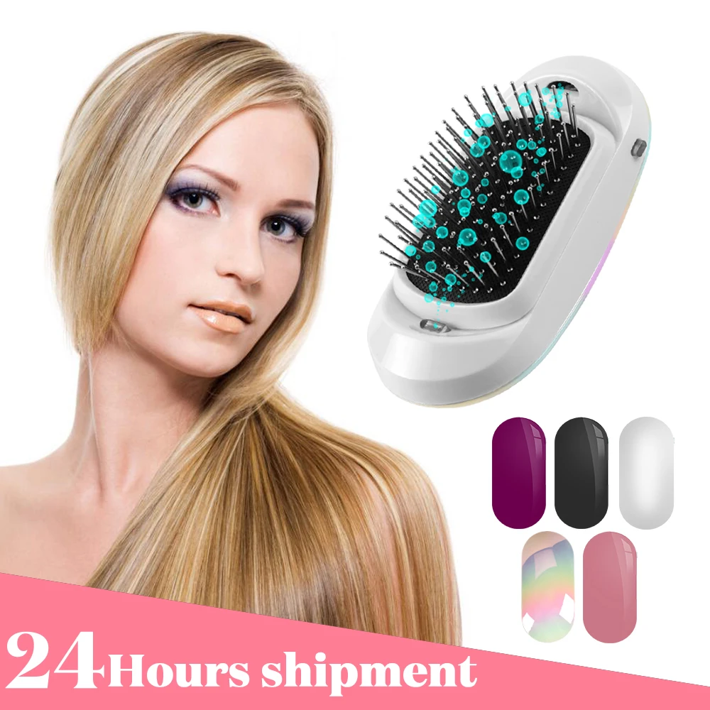 Portable Ionic Hairbrush – Anti-Static Scalp Massager for Frizz-Free Hair