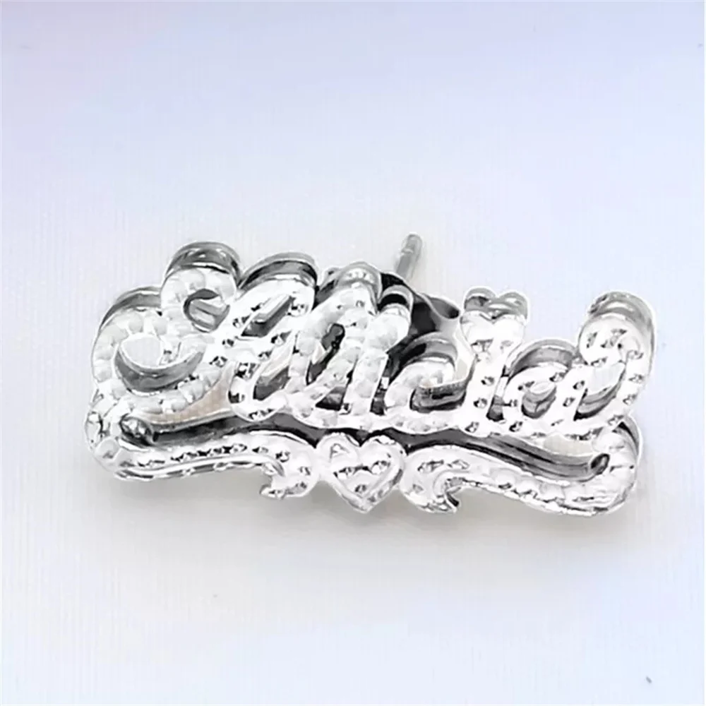 Custom Double Layer Two-Tone Nameplate Earrings for Women – Personalized Letter Studs - Image 4