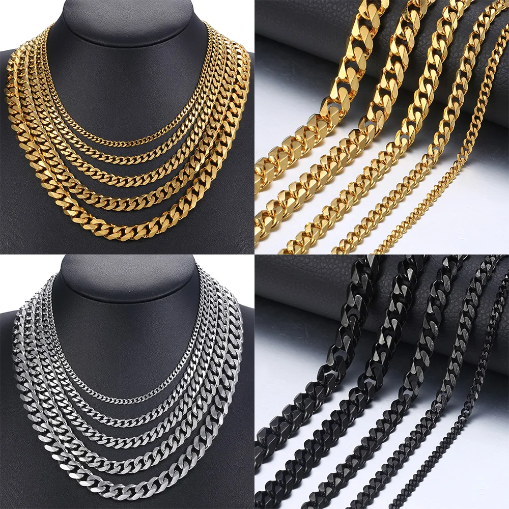 Men Women Stainless Steel 3/5/7/9/11mm Miami Cuban Curb Chain Necklace - Image 2