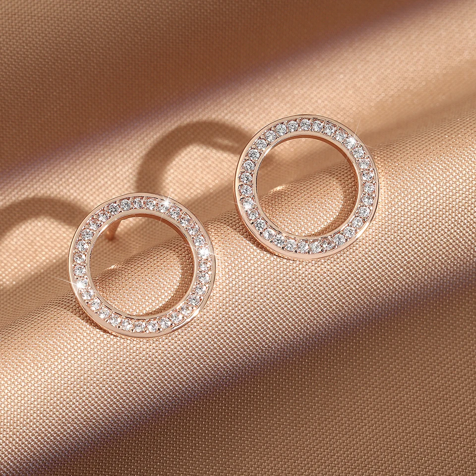 18K Gold Zircon Inlaid Hollow Stud Earrings – Fashion Jewelry for Women & Couples - Image 3