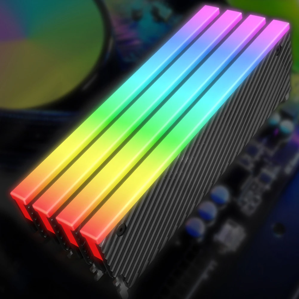 5V 3‑Pin ARGB RAM Cooler – Dual‑Fan DDR2‑DDR5 Heatsink, Aura Sync Compatible