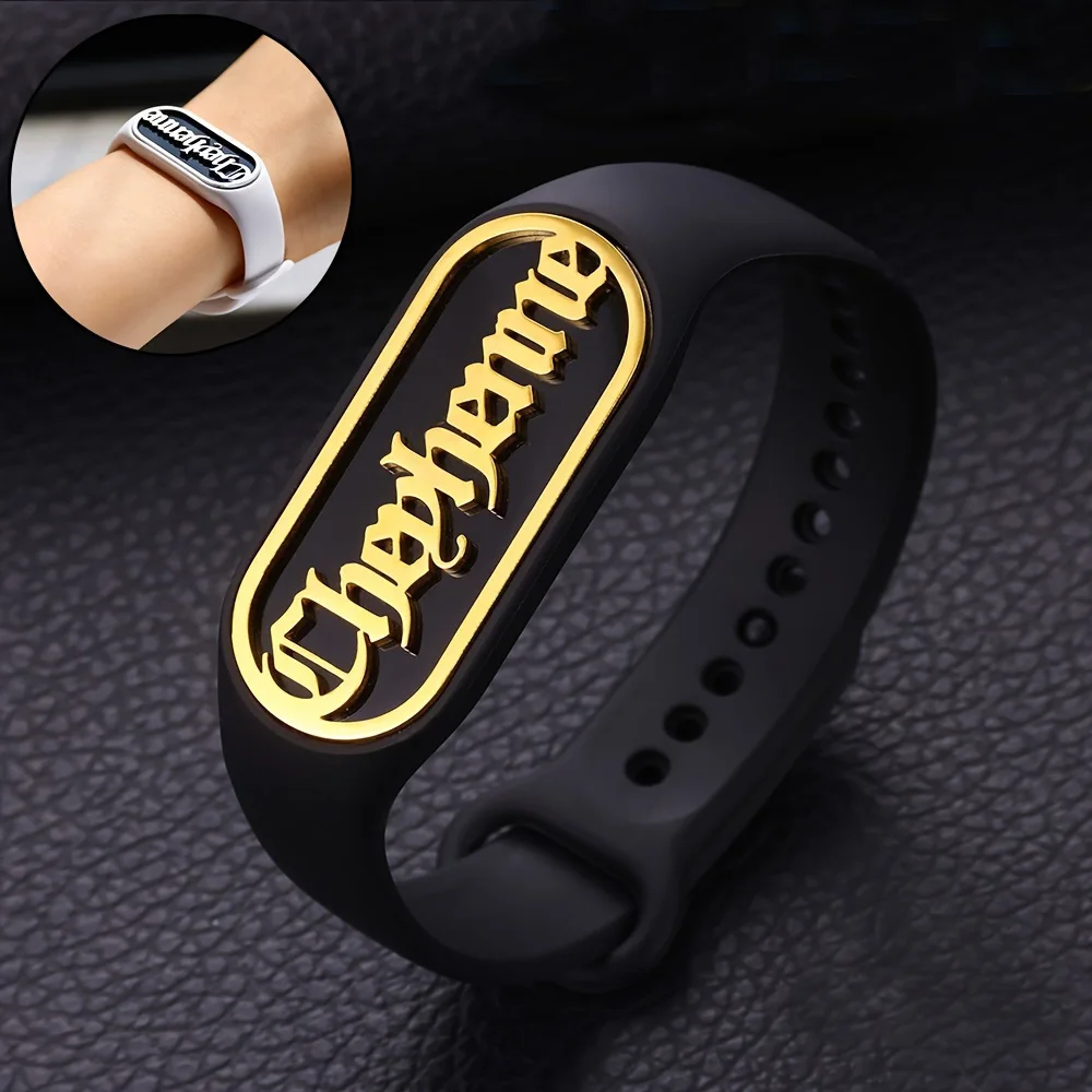 Custom Old English Name Watchband – Personalized Silicone Strap for Men & Women