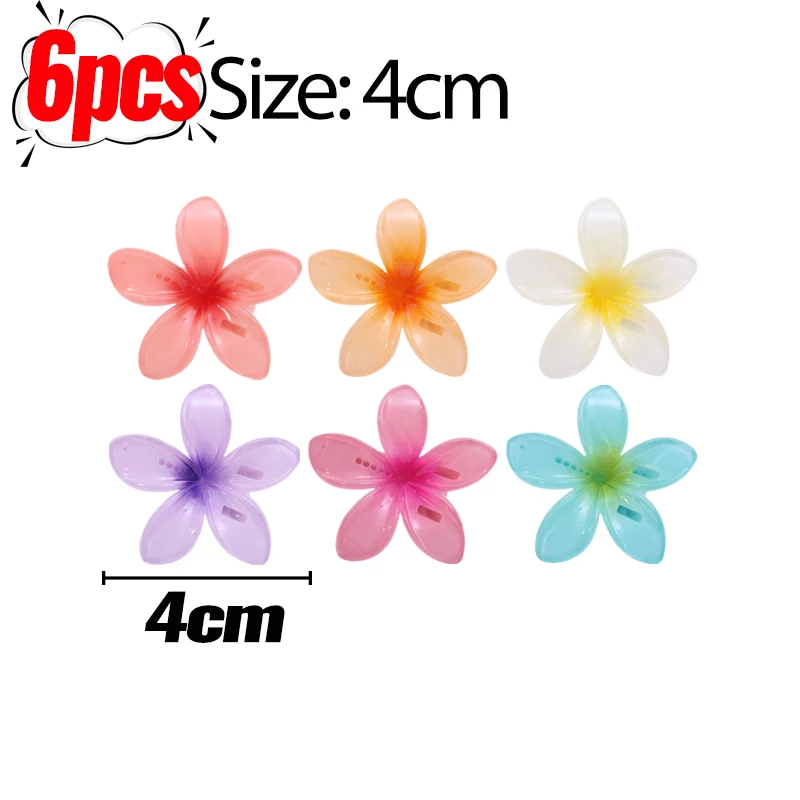 1/6Pcs Hawaiian Gradient Flower Hair Clips Small Claw Hairpin Crab Barrette Women Hair Accessories - Image 14