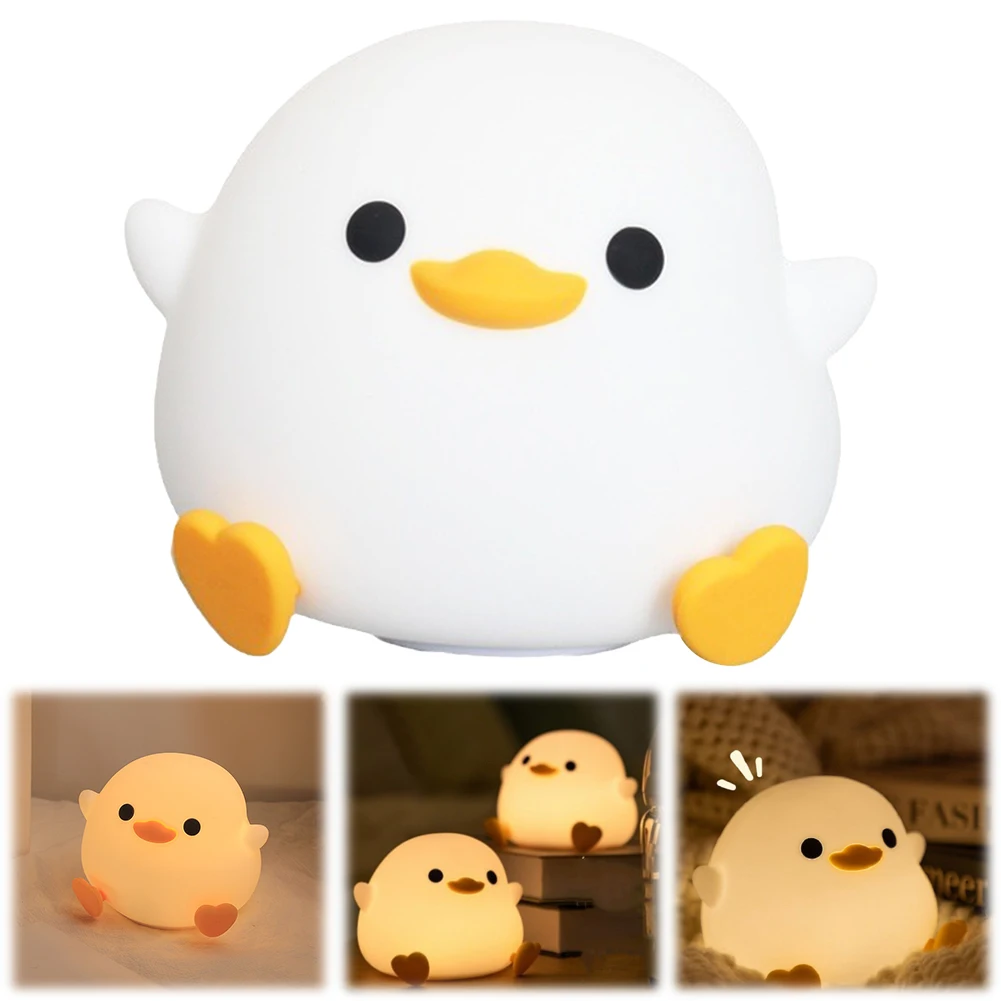 Silicone Duck Night Light – Dimmable Bedside Lamp with 7 Colors, Cute Cartoon Nursery Decor